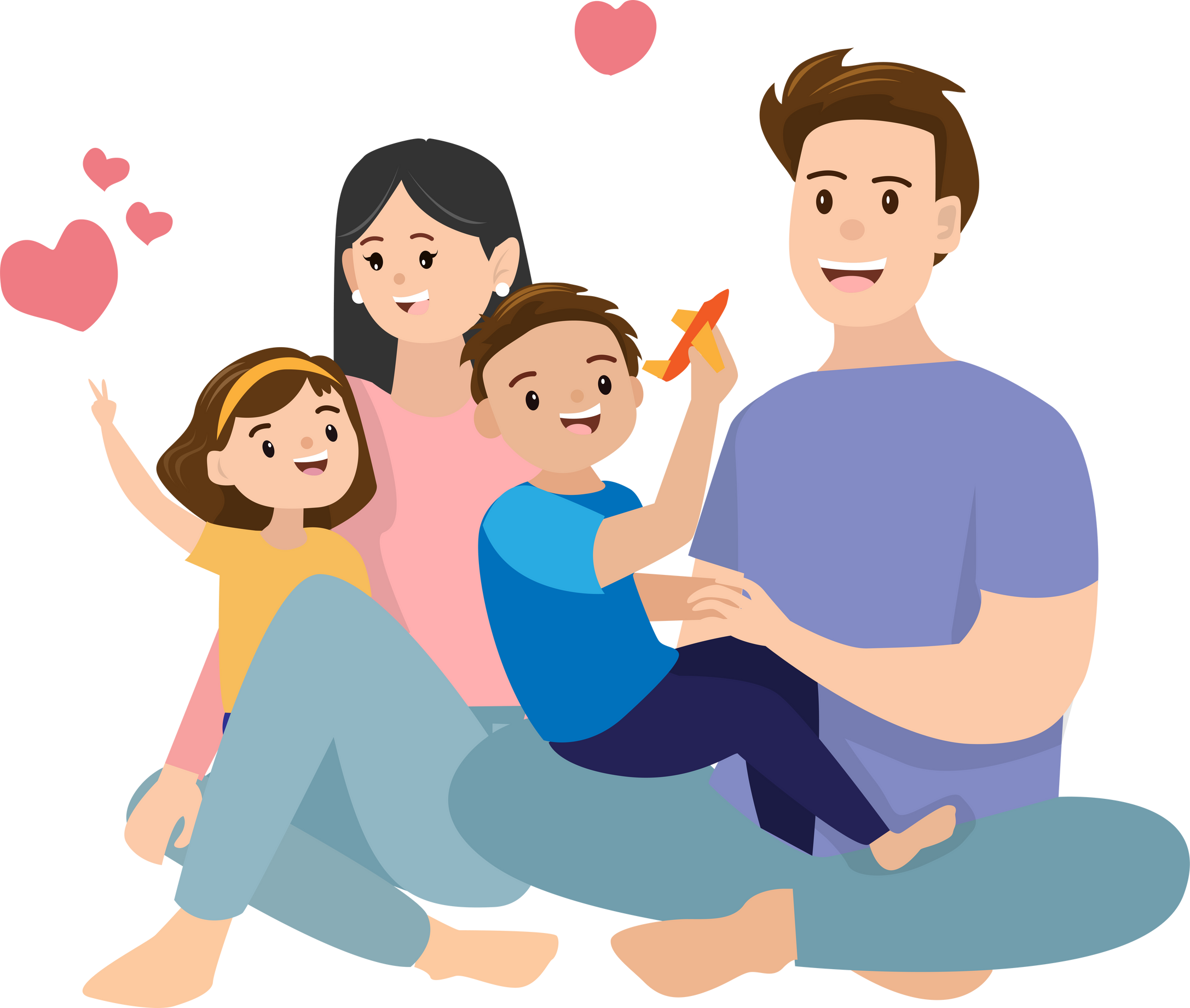 Happy  is with parents and children have time to take